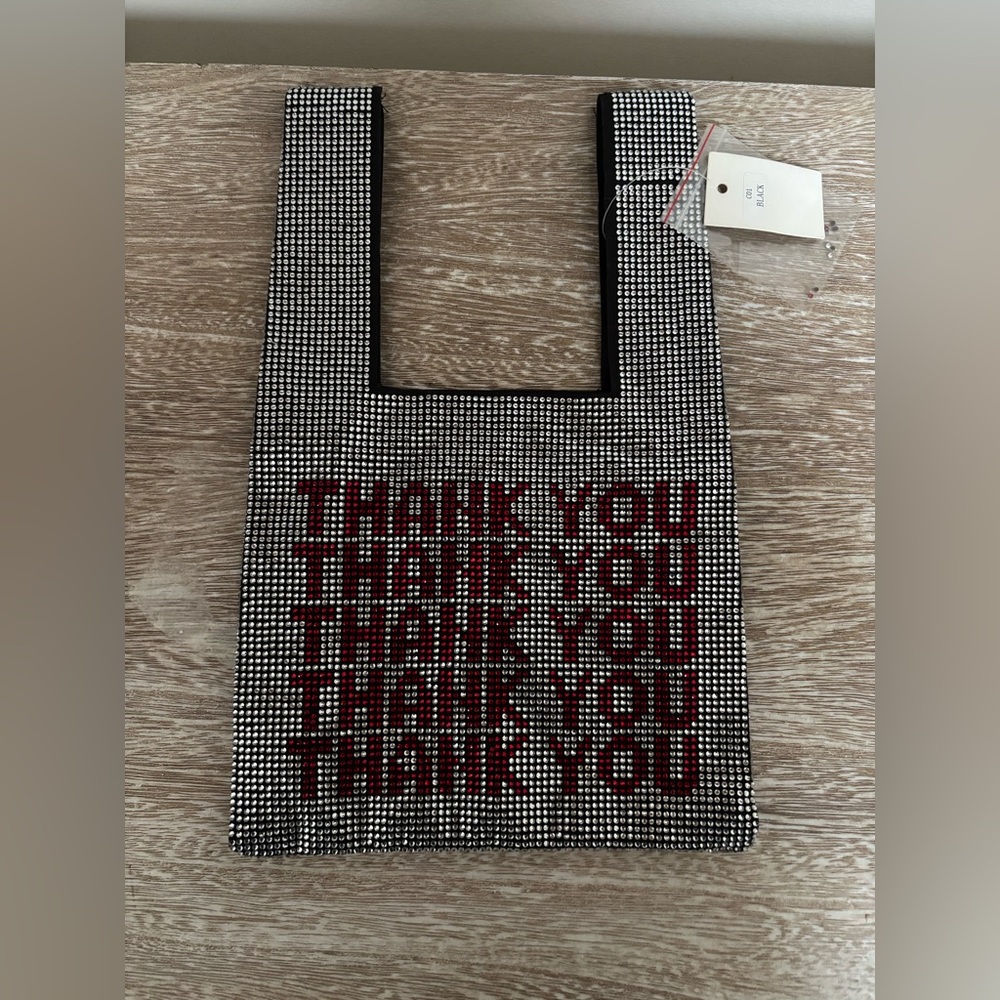 Mini sequined THANK YOU bag